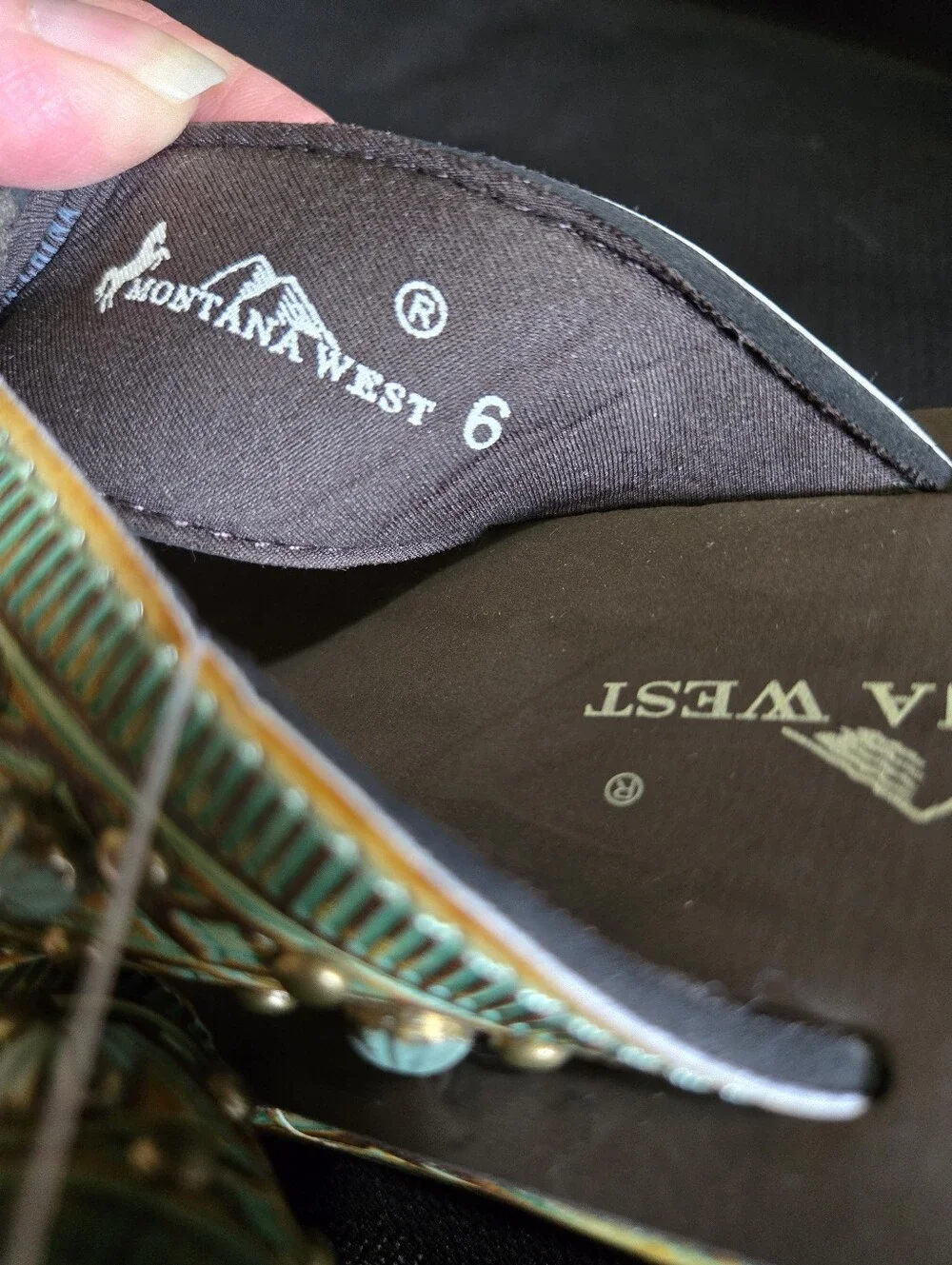 Montana West Brown and Turquoise Western Concho Flip Flops NWOT